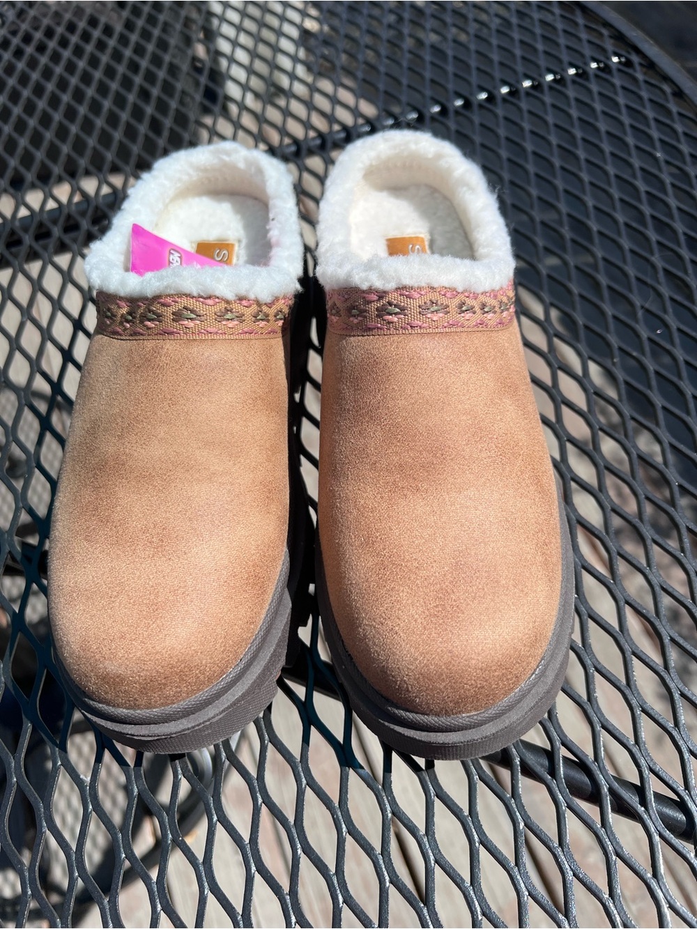 Skechers Brown Faux-Suede Slip-On Clogs with White Sherpa Trim - Picture 4 of 14